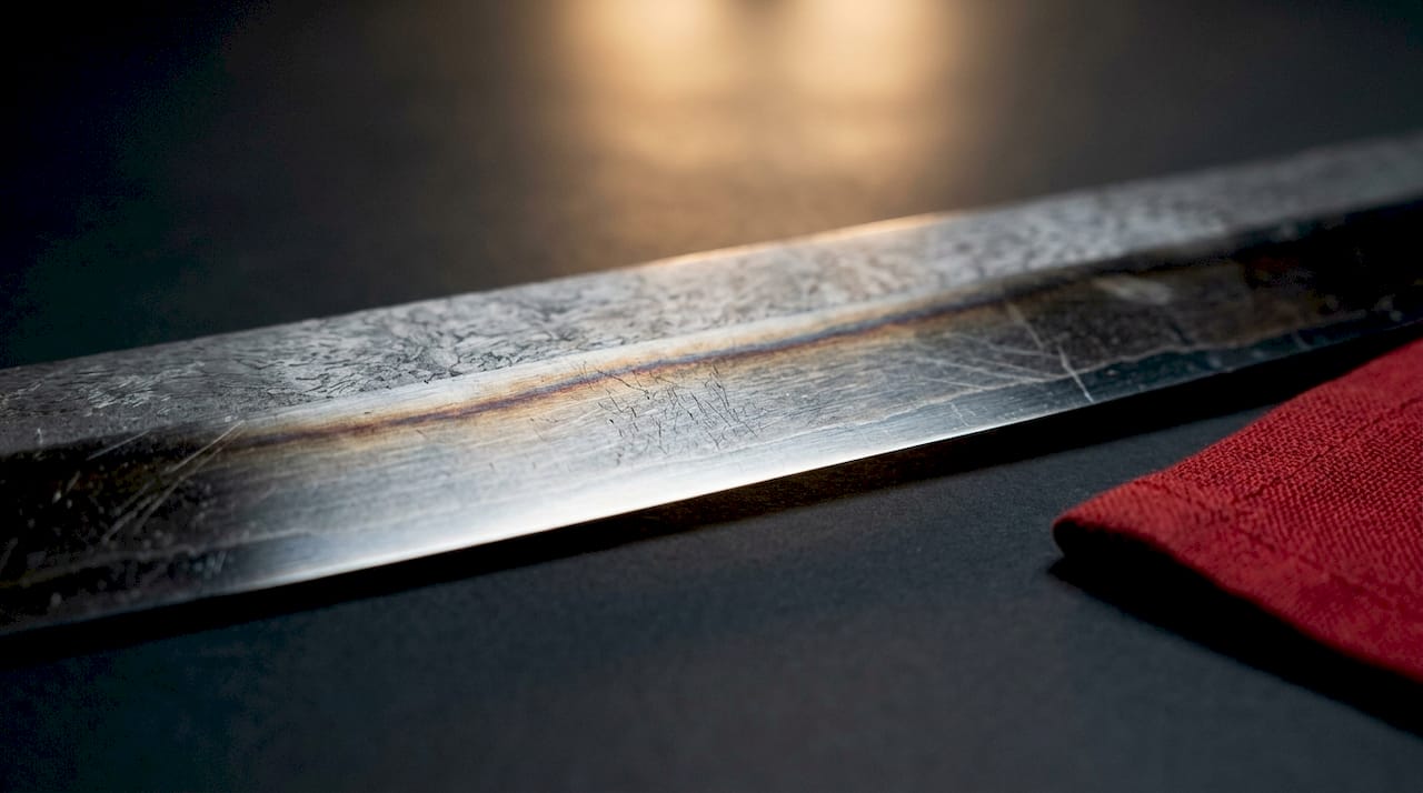 Closeup microstructure of tempered sword blade