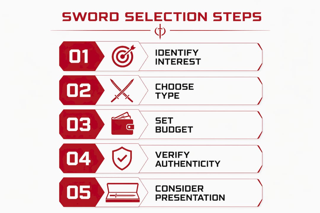 Infographic with steps to select Japanese sword gift