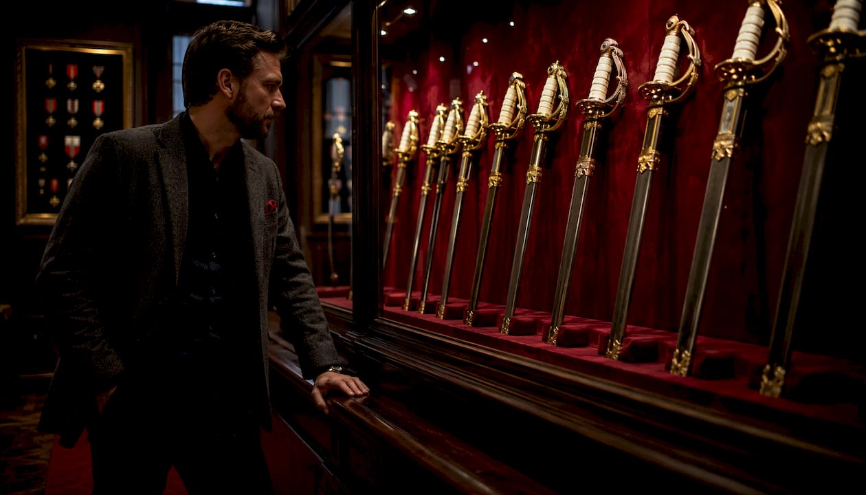 Museum display of U.S. military ceremonial swords