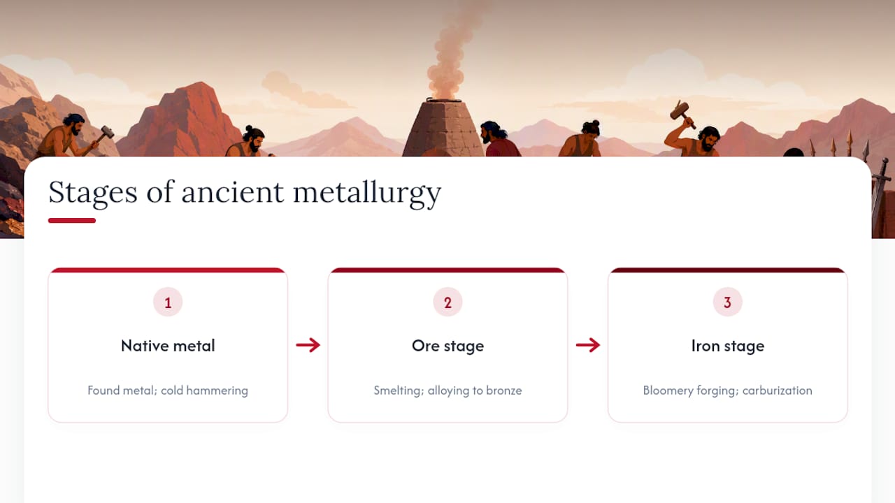 Diagram of three metallurgy developmental stages