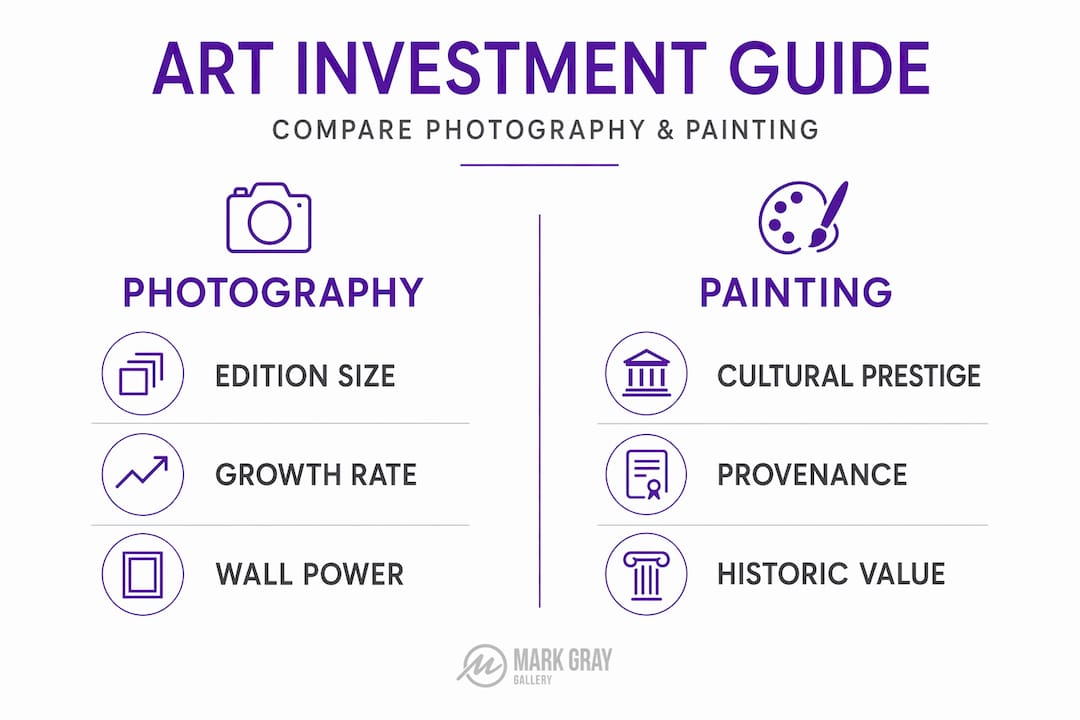 Comparison infographic for art investment factors