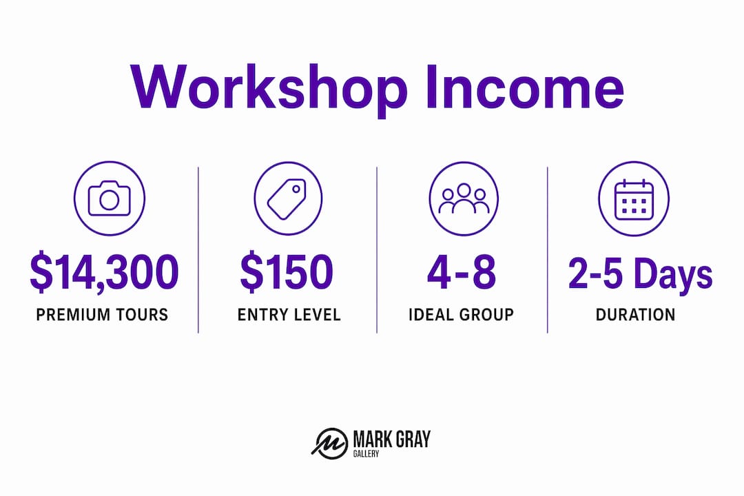 Infographic showing workshop income stats and key metrics
