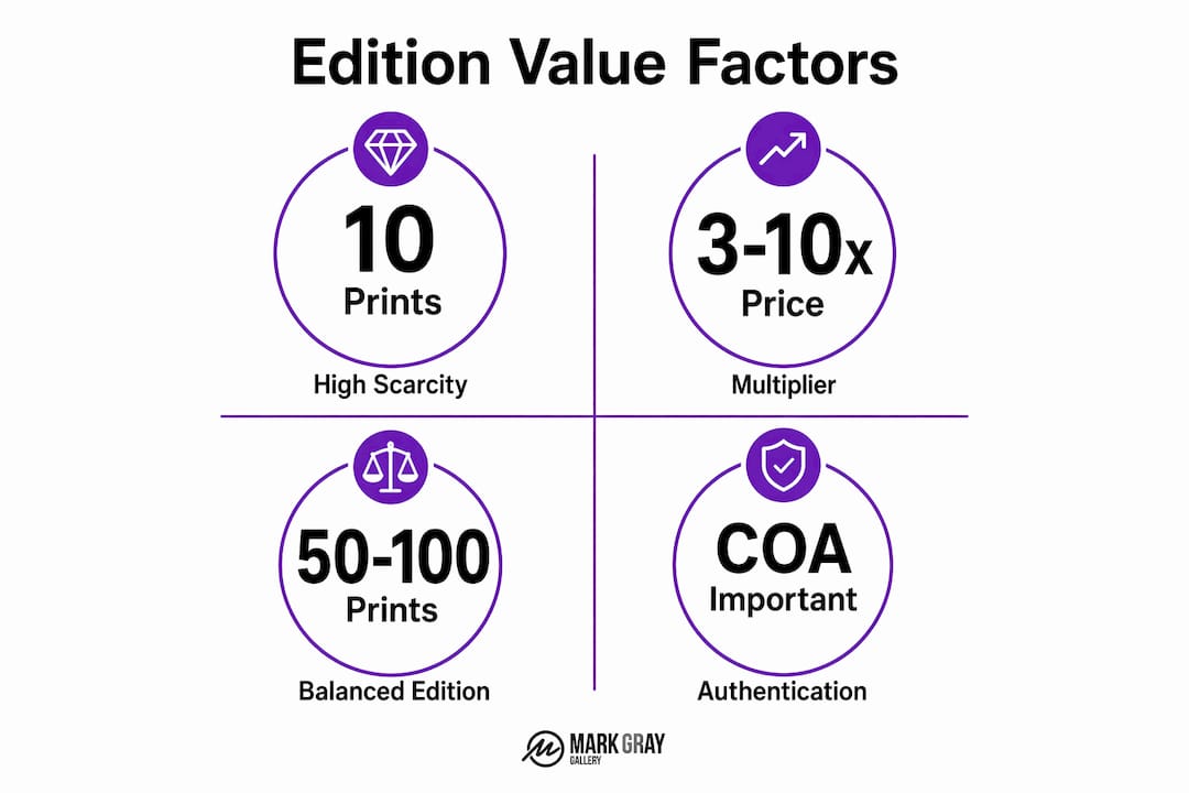 Infographic showing factors influencing limited edition print value