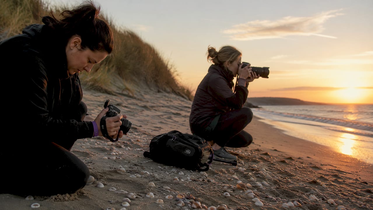 Outdoor photography workshop participants shooting