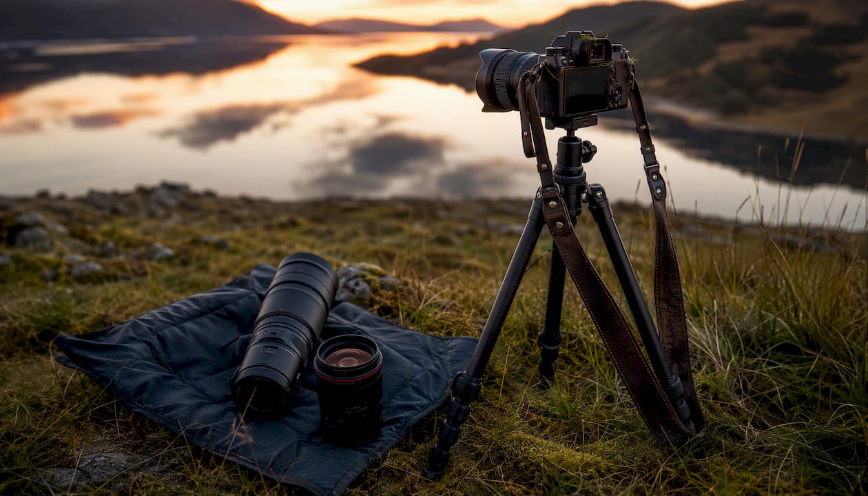 Landscape photography travel kit camera lenses tripod