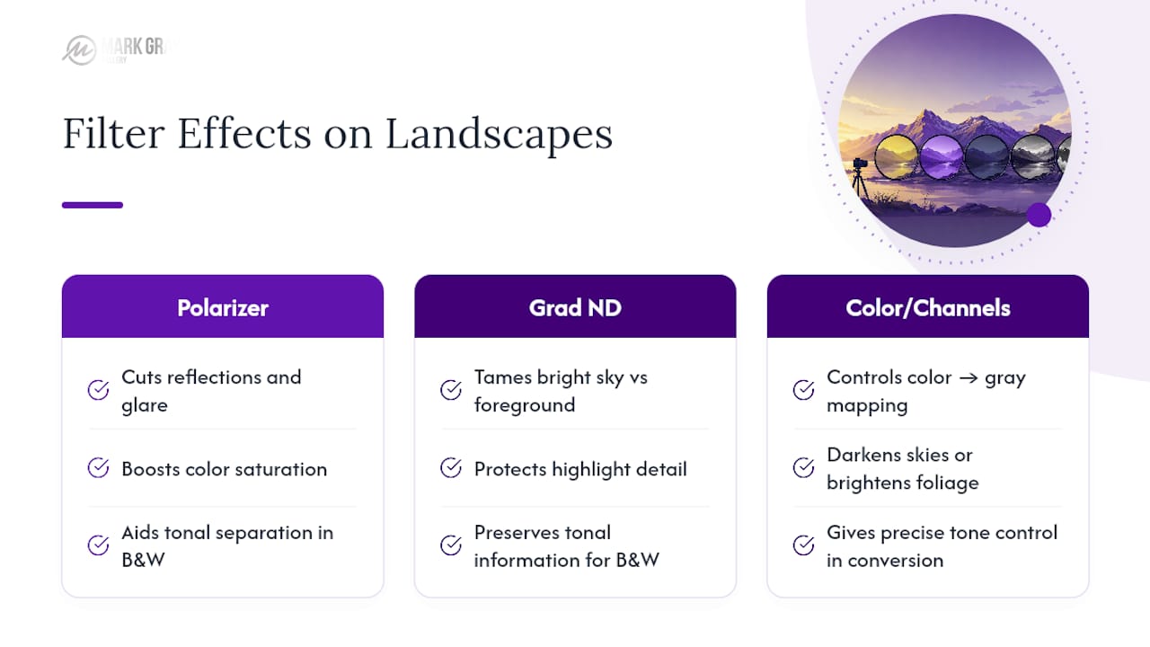 Landscape photography filter effects comparison