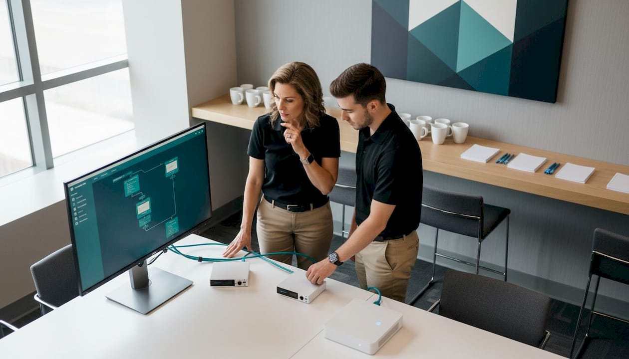 Team testing backup streaming equipment station