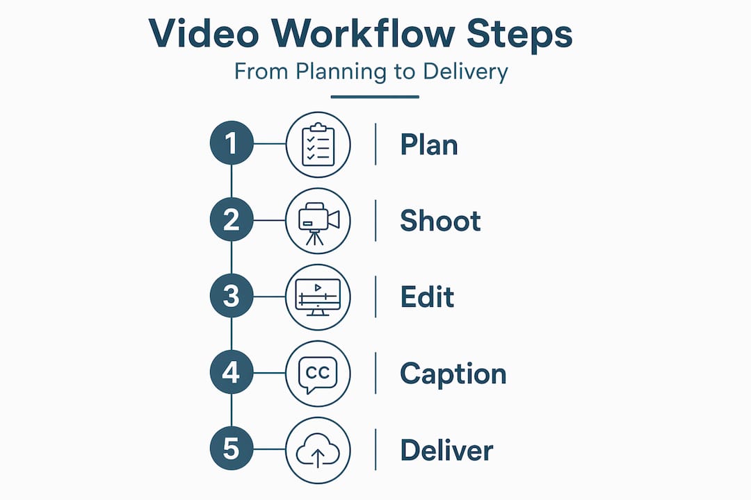 Infographic showing training video production steps