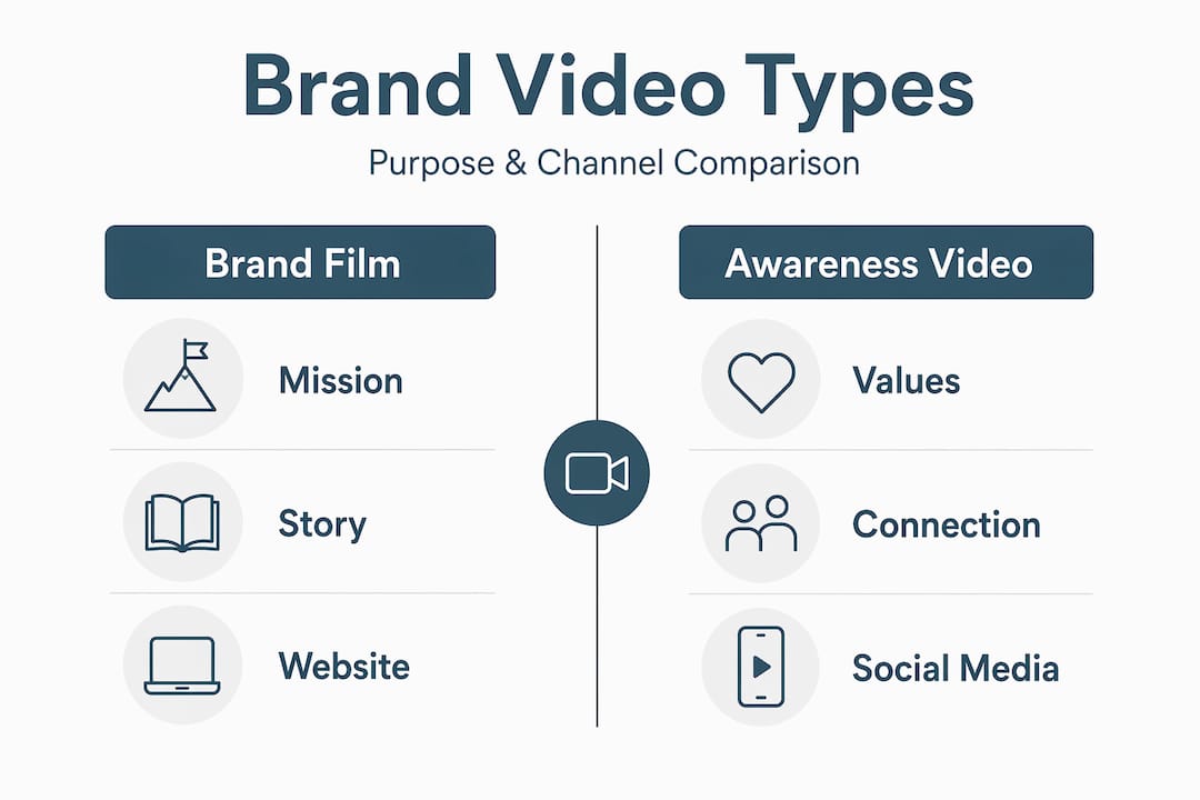 Infographic comparing brand film vs awareness video