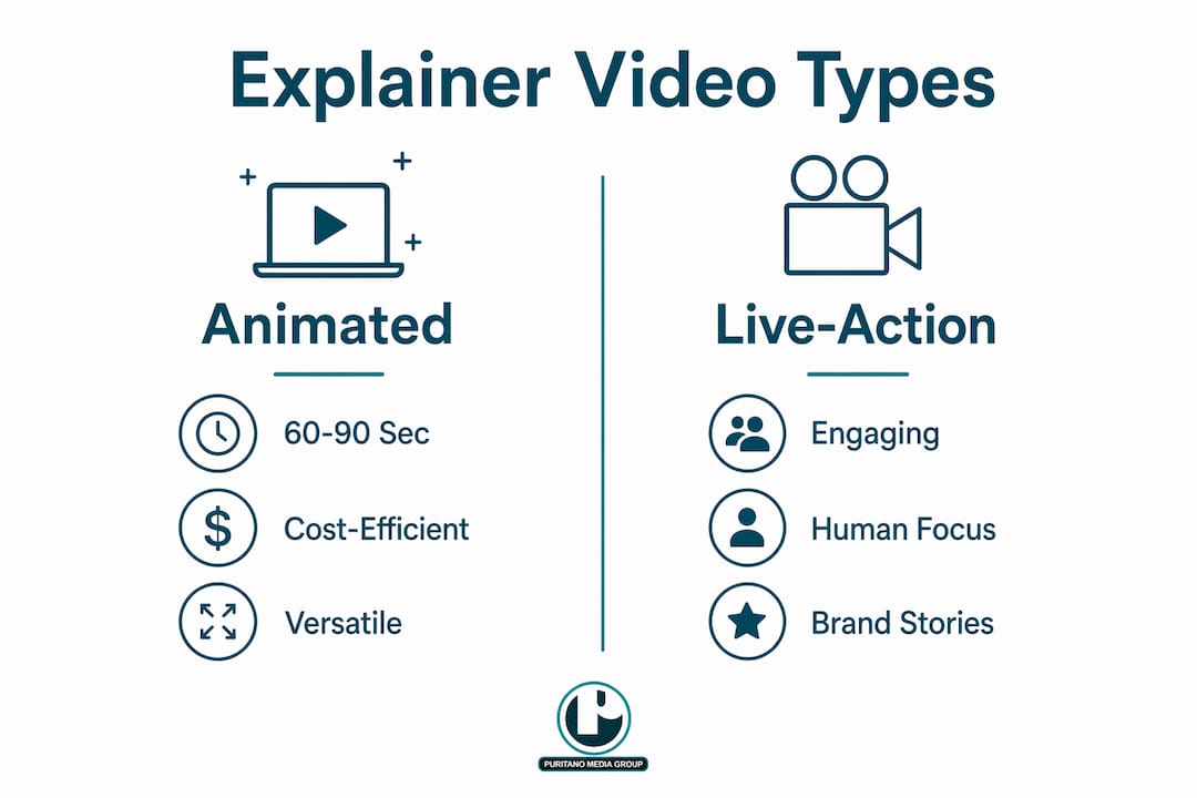 Infographic comparing animated and live-action explainer videos