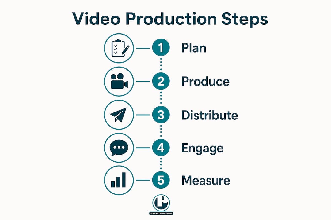 Infographic showing internal video production steps