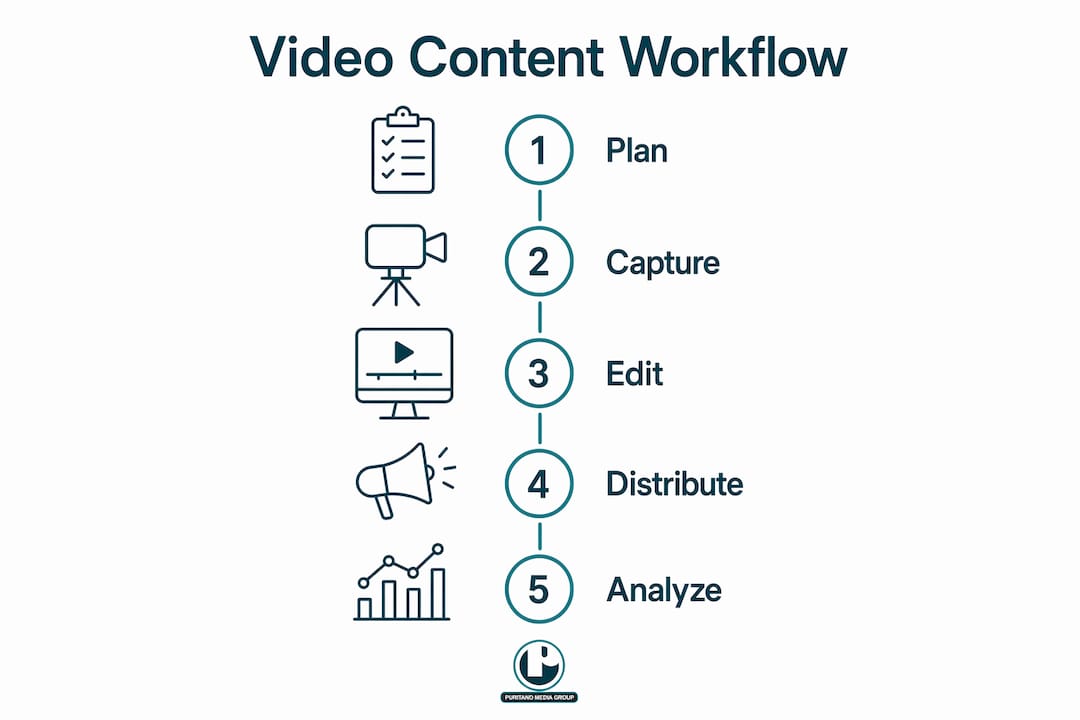 Infographic illustrating association video production steps