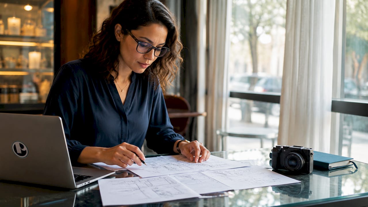 Communications manager planning internal video storyboard