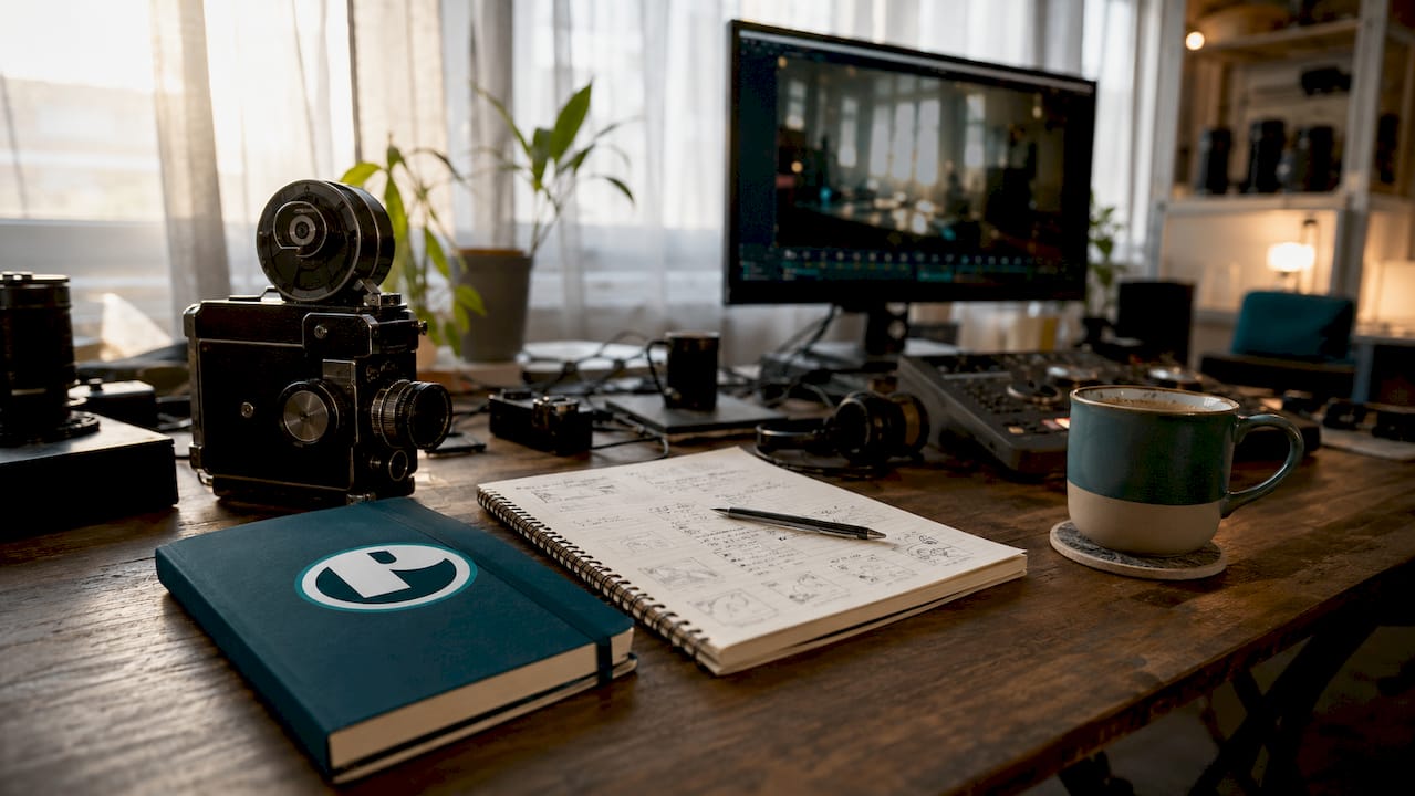 Nonprofit video editing workspace with equipment