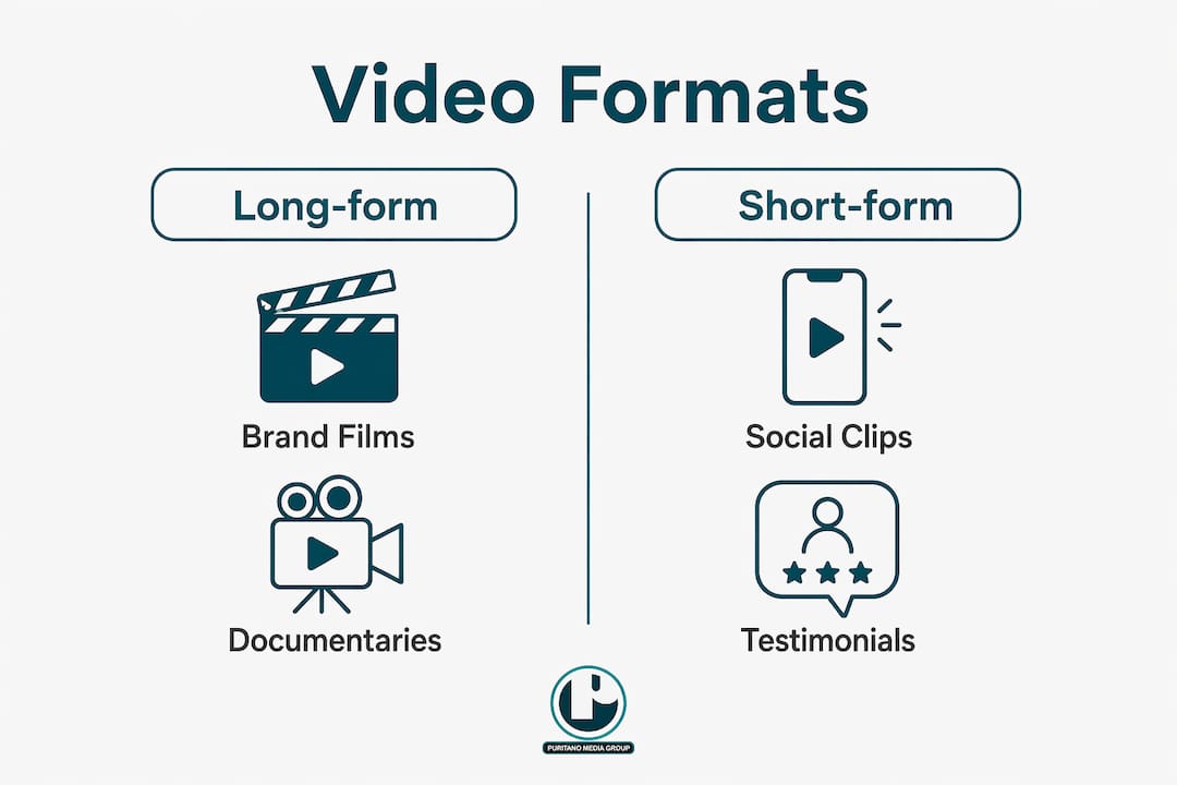 Infographic comparing long-form and short-form video formats