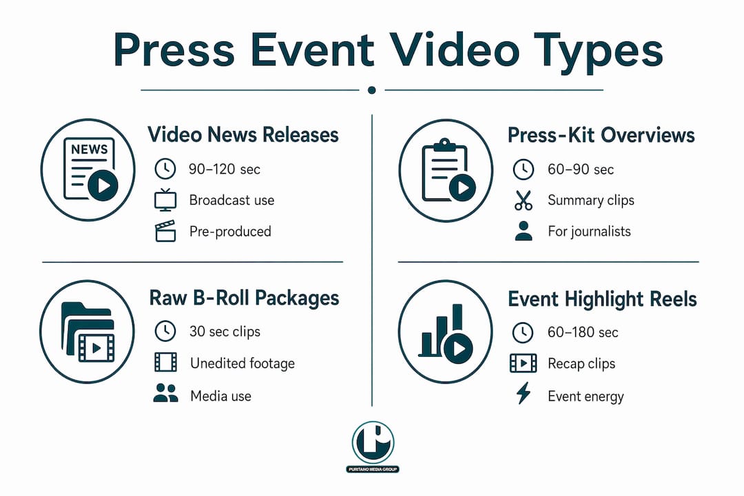 Infographic comparing press event video types