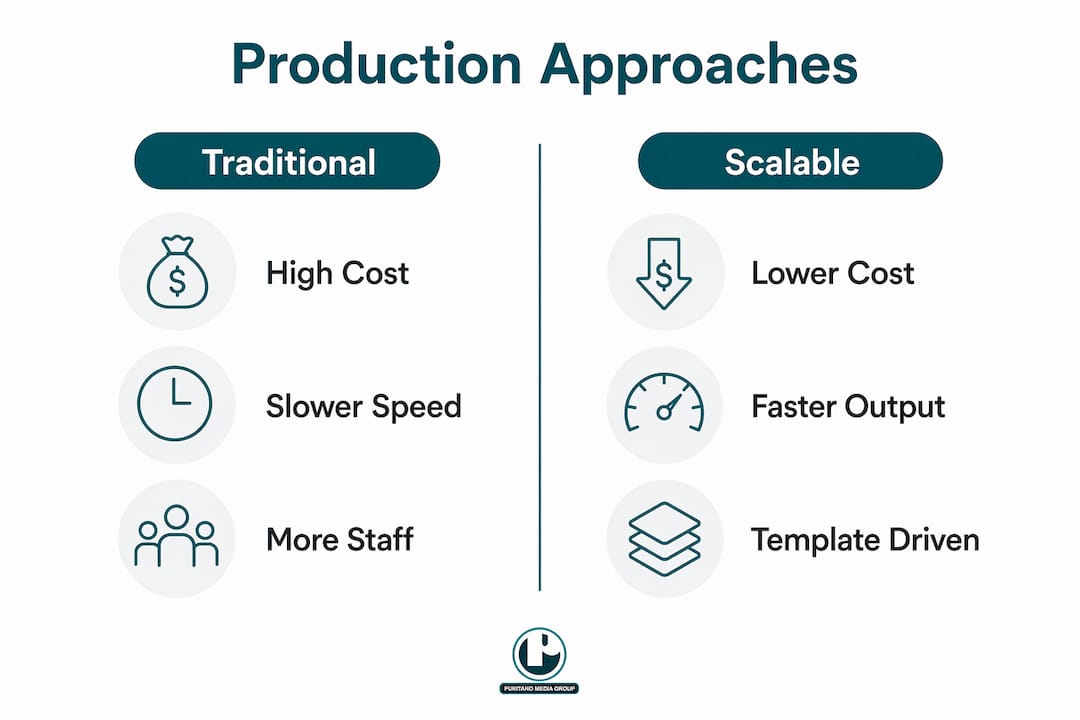 Comparison of traditional vs scalable video production