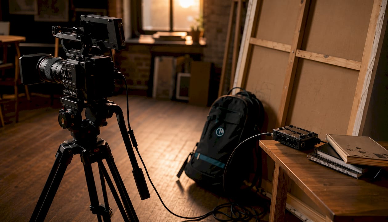 Video camera setup in empty conference room