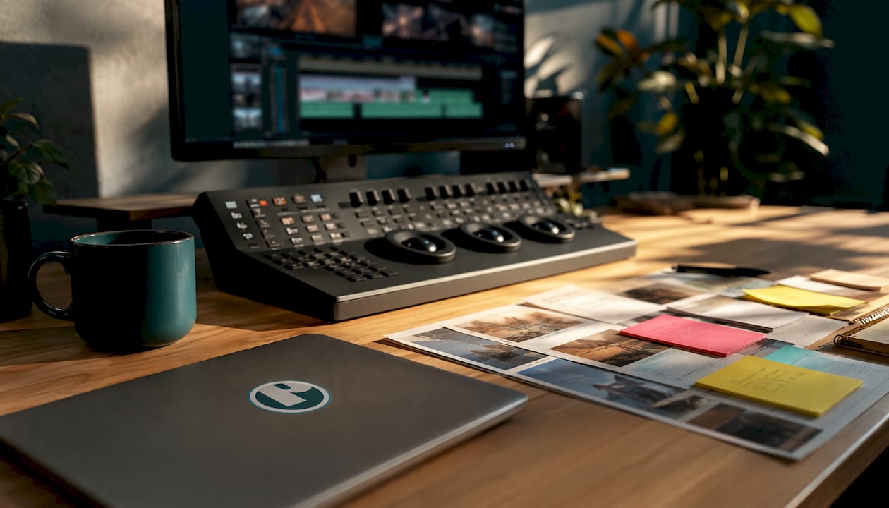 Video production editing workspace without people