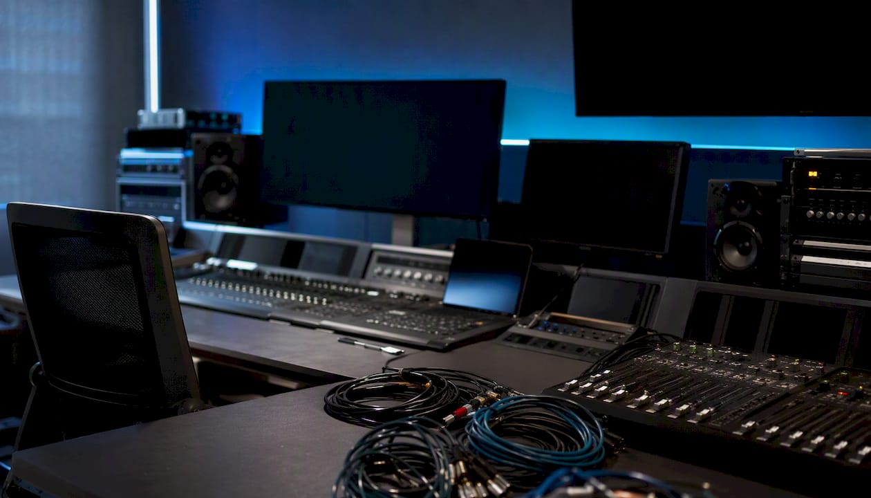 Video production studio equipment and workspace