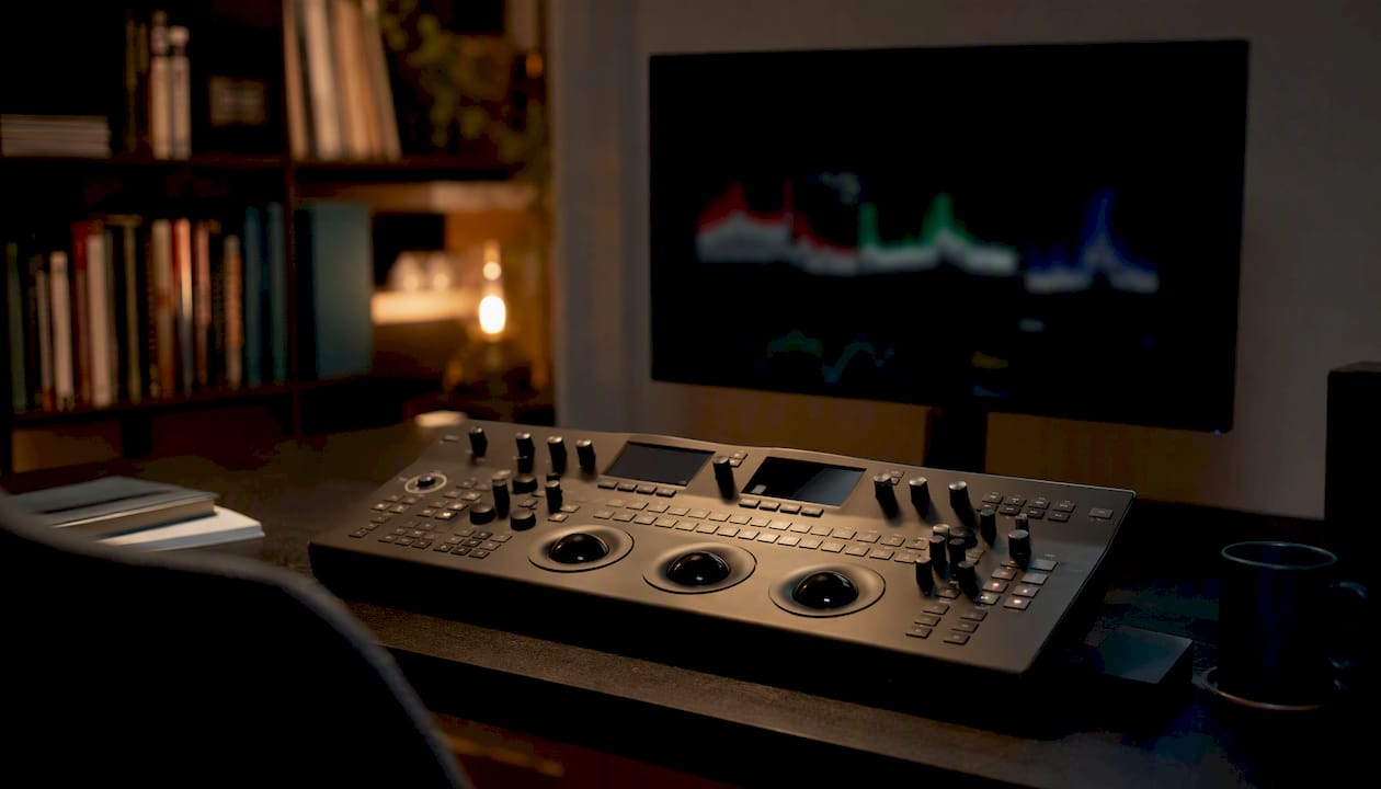 Color grading control surface in editing suite