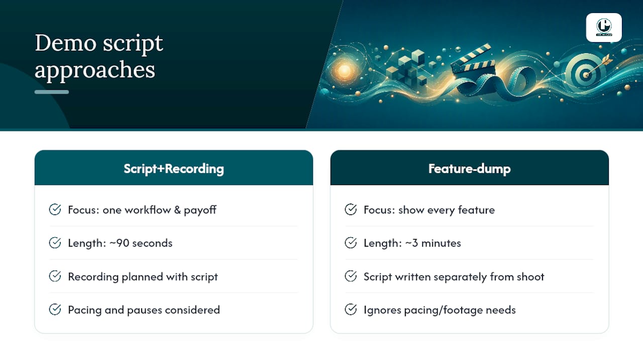 What the Data Actually Tells Us About Demo Scripts — overview diagram