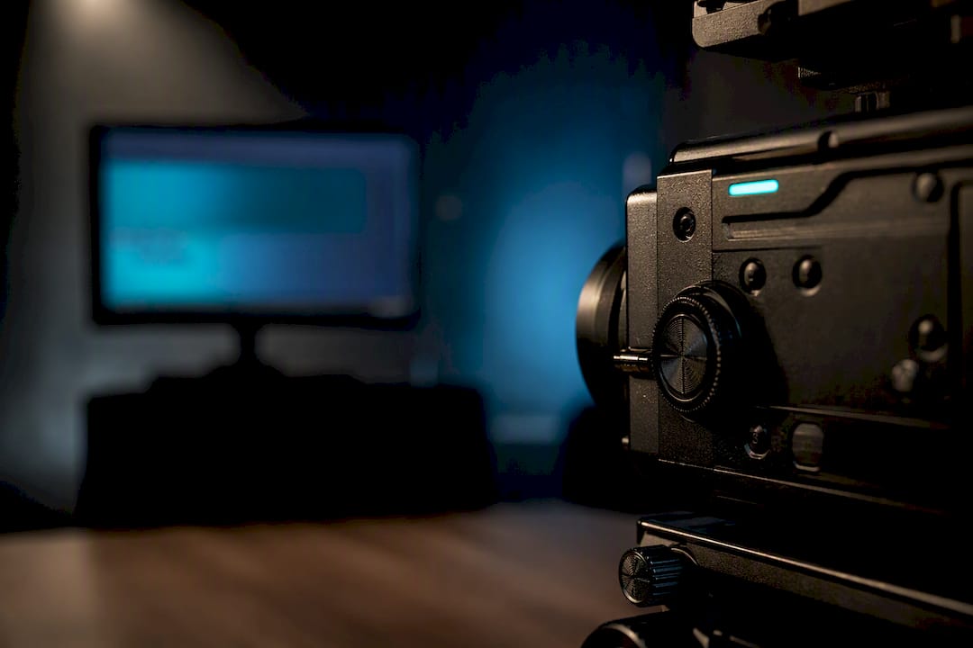 Cinema camera on a professionally lit interview set