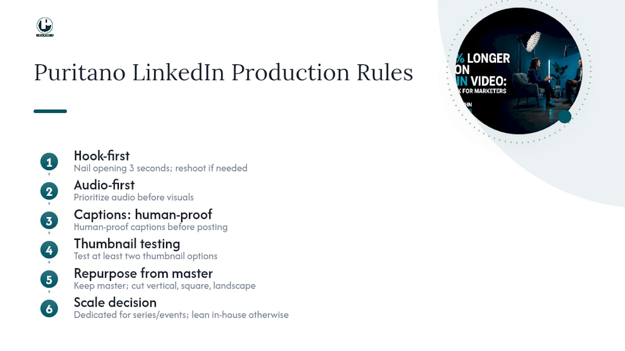 What Puritano Has Learned Producing LinkedIn Video for Clients — overview diagram