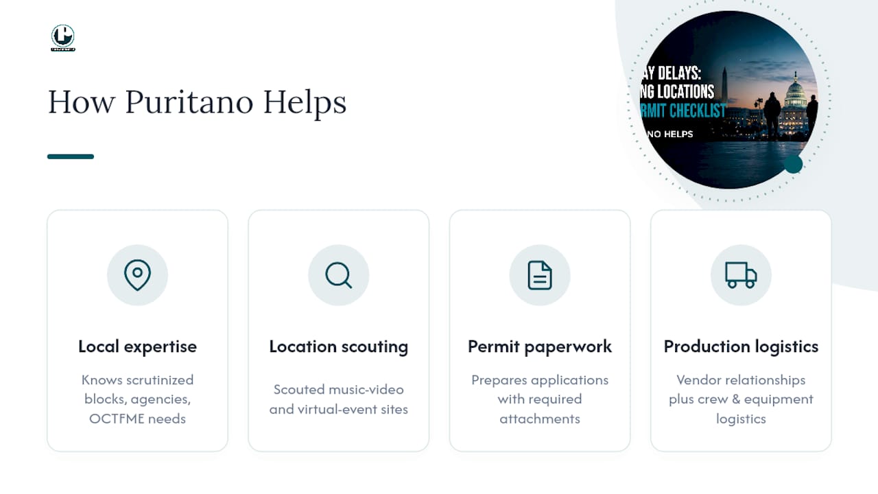 How Puritano Can Help You Shoot on Location in D.C. — overview diagram