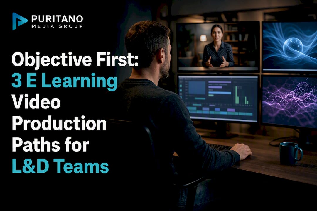 Editor reviewing three e-learning production workflows