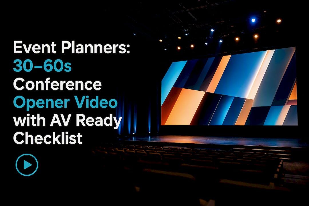 Conference opener video playing on event stage