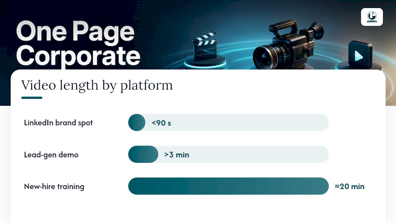 Corporate video runtimes by viewing purpose