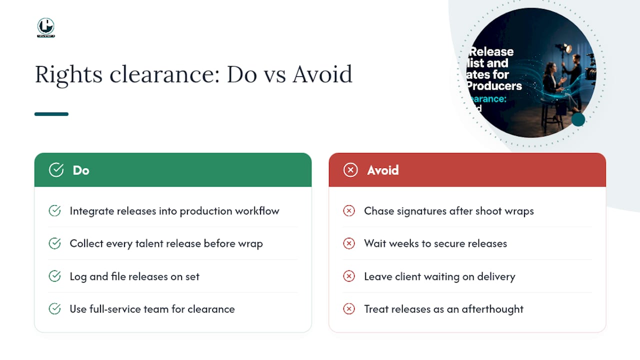 How Puritano Handles Rights Clearance on Every Shoot — overview diagram