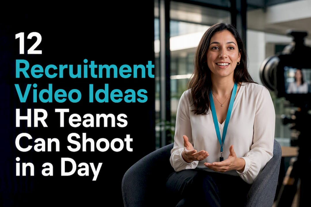 Employee answering prompts for recruitment video