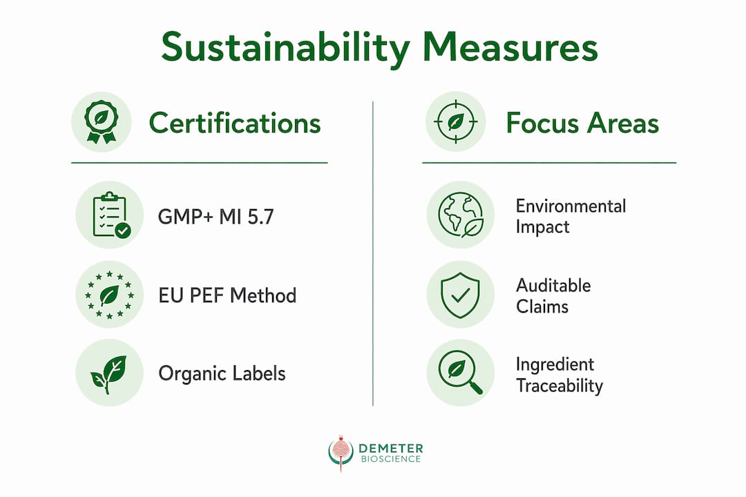 Infographic comparing sustainability certifications and focus areas