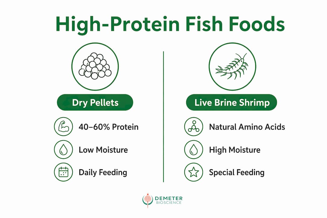 Infographic comparing high-protein fish food types