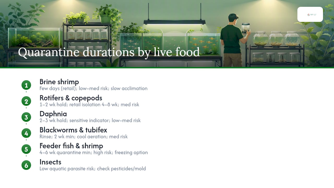 Quarantine durations and risk by live food type