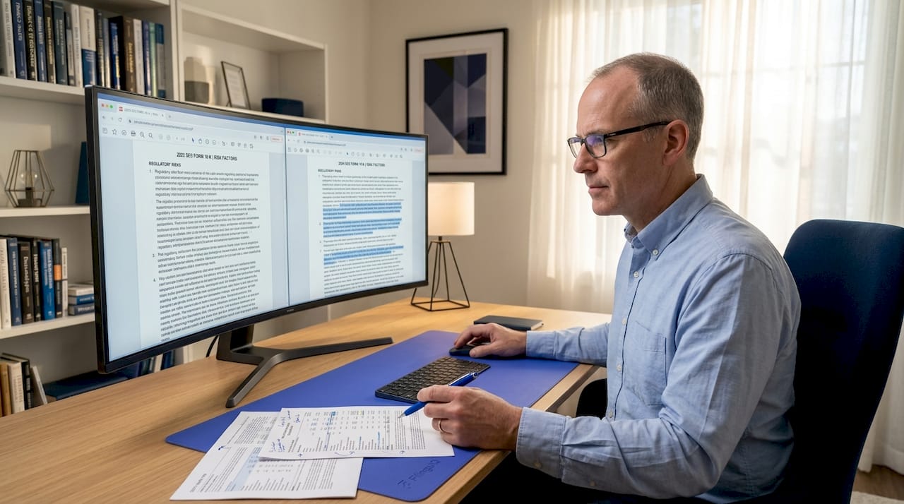 Man comparing risk sections in SEC filings