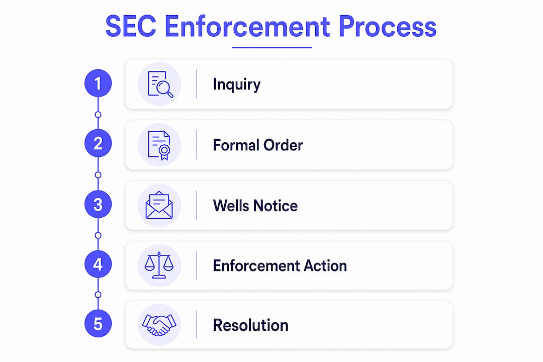 Infographic showing SEC enforcement process steps