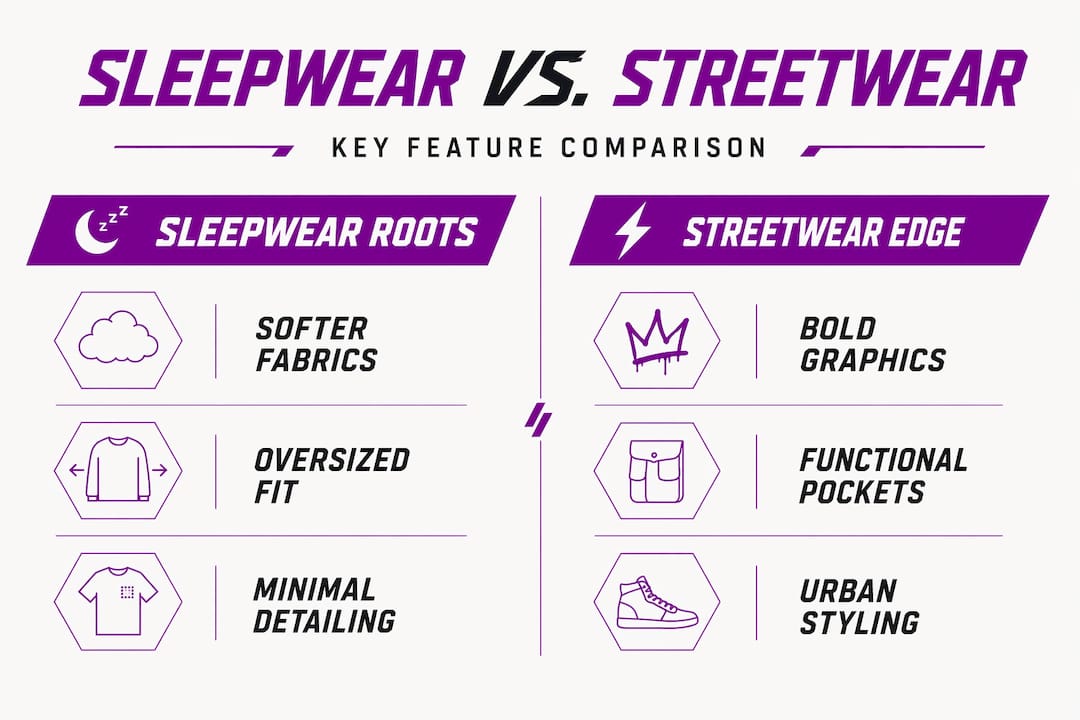 Infographic comparing sleepwear and streetwear features
