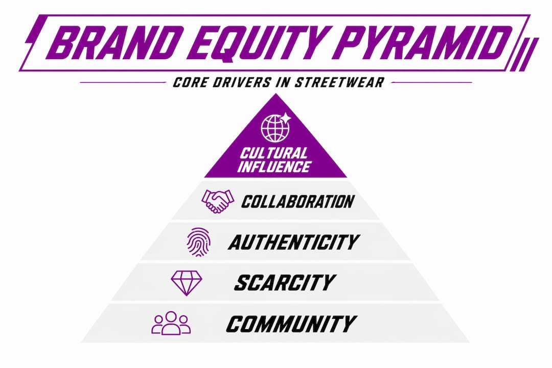Pyramid of brand equity drivers in streetwear