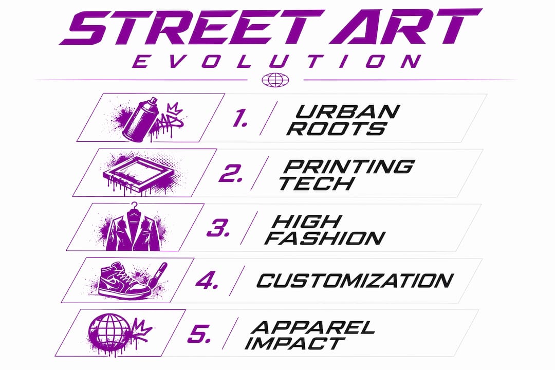 Infographic illustrating 5 stages of street art influence