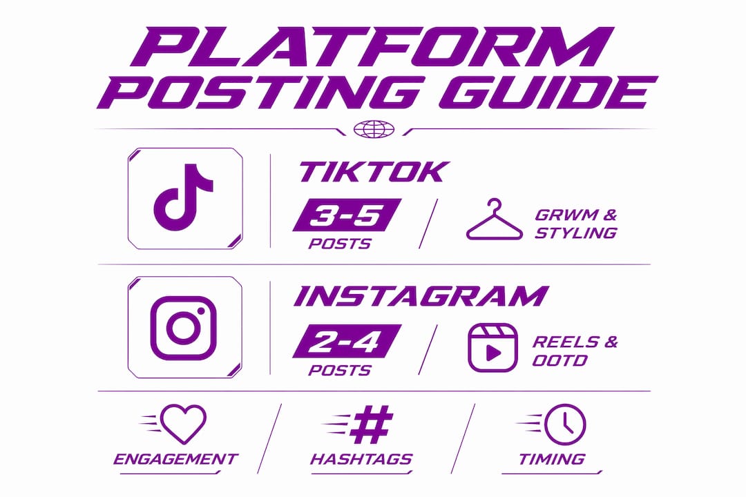 Infographic showing platform posting guide for streetwear content