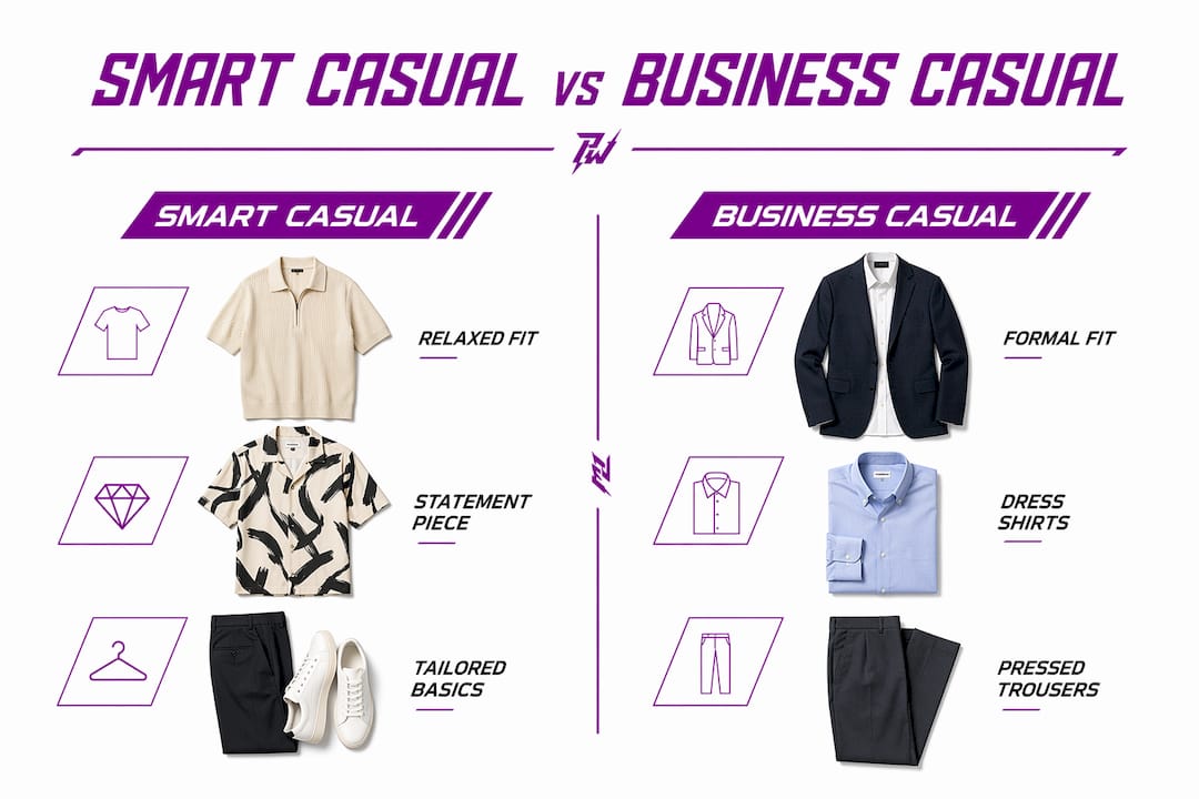 Infographic comparing smart casual and business casual styles