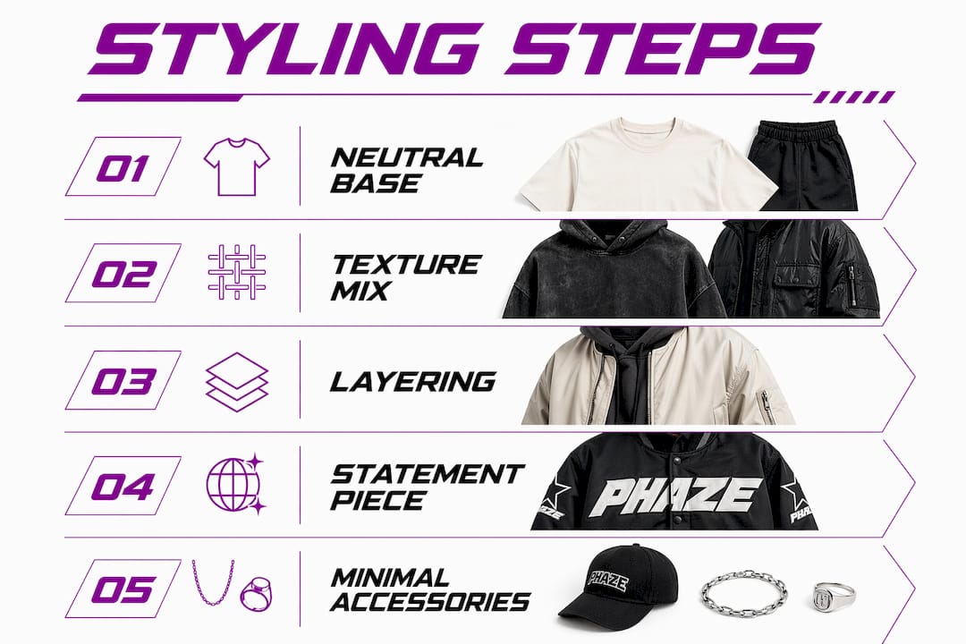 Infographic showing key steps to style unreleased streetwear creatively