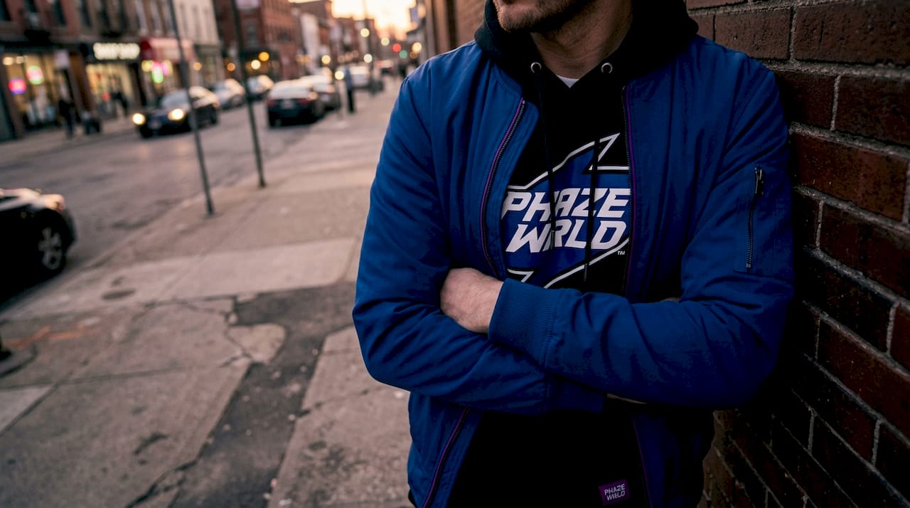 Close-up of streetwear outfit layering and textures