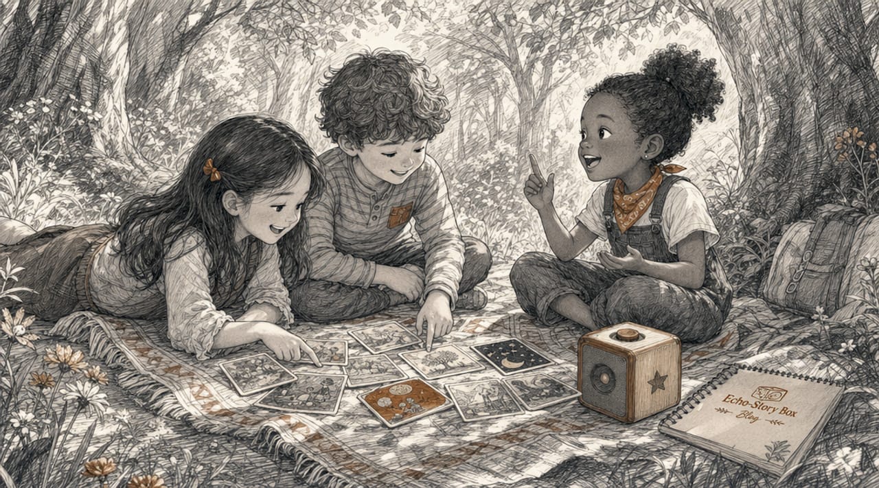 Children using storytelling tablets collaboratively