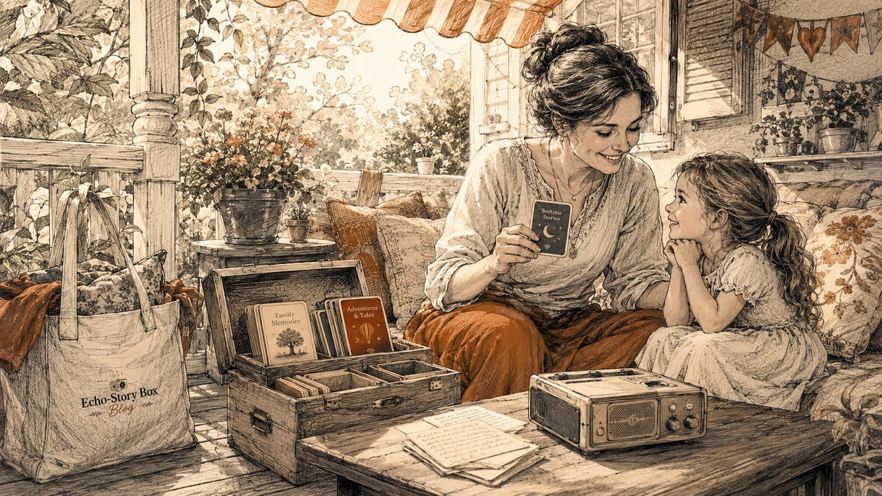 Mother and daughter sharing family storytelling ritual