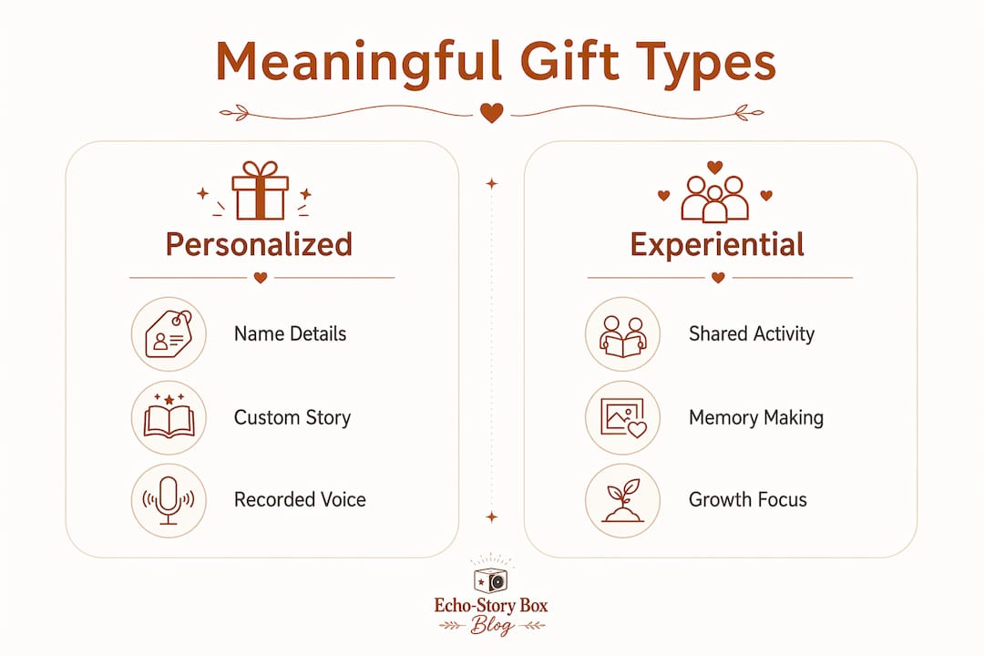 Infographic comparing personalized and experiential meaningful gifts