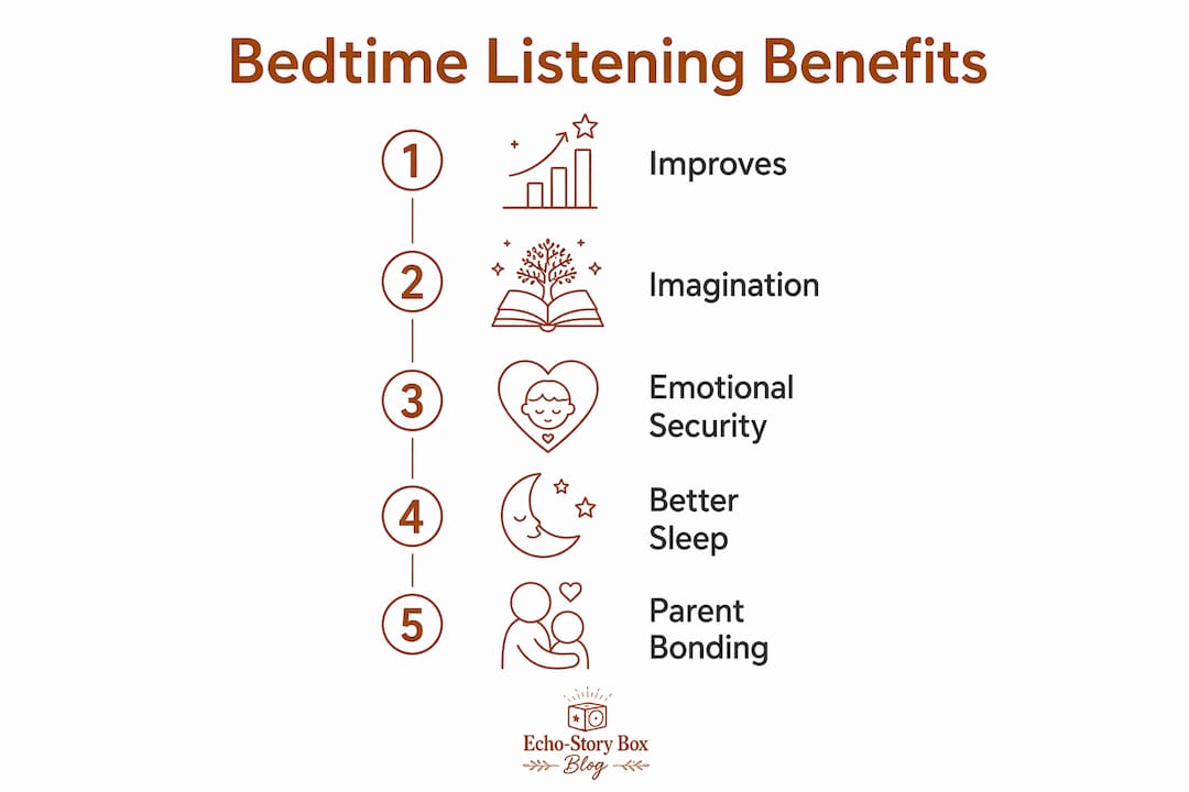 Infographic showing benefits of bedtime listening